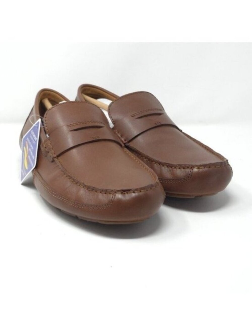 Clarks Markman Way Dark Tan Leather Loafer Slip On Shoes 9.5M - Picture 2 of 7